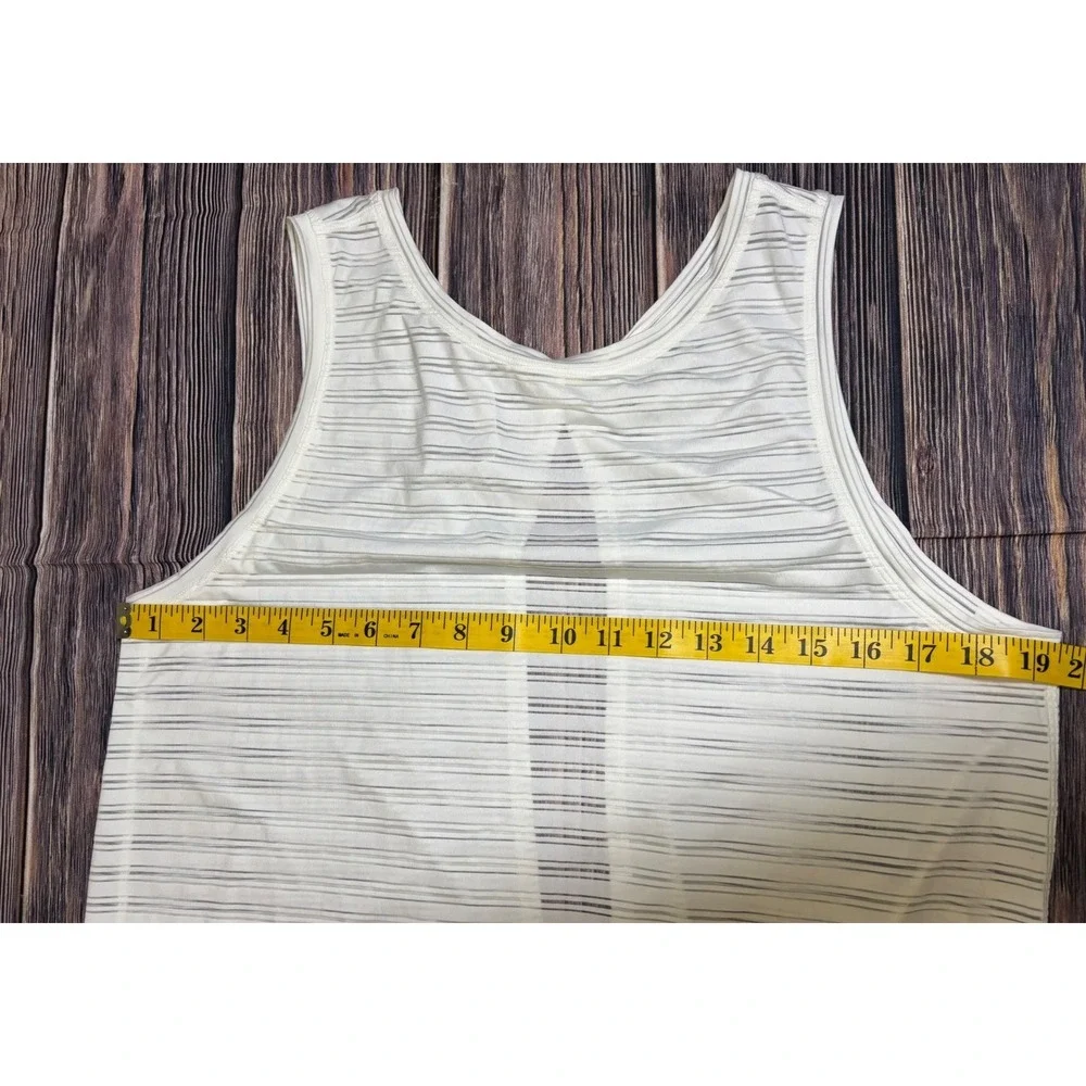 Lululemon Meet Halfway Tank Top Womens Striped White Size 8 Open Back Tie Back